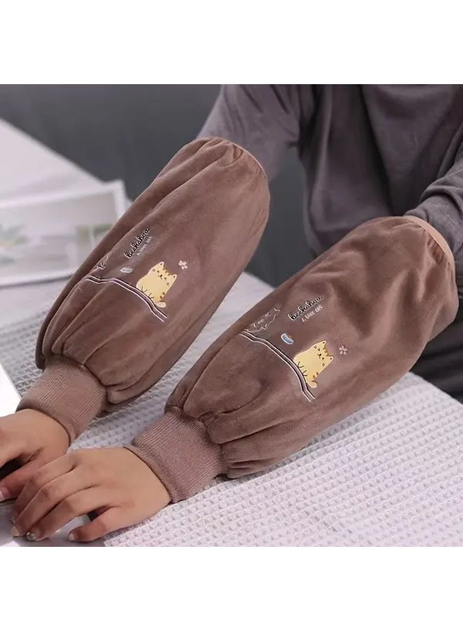 Black Long Plush Sleeve Covers For Women Cute And Protective For Autumn And Winter Keeping Sleeves Clean In Office 1 Pair - Image 5