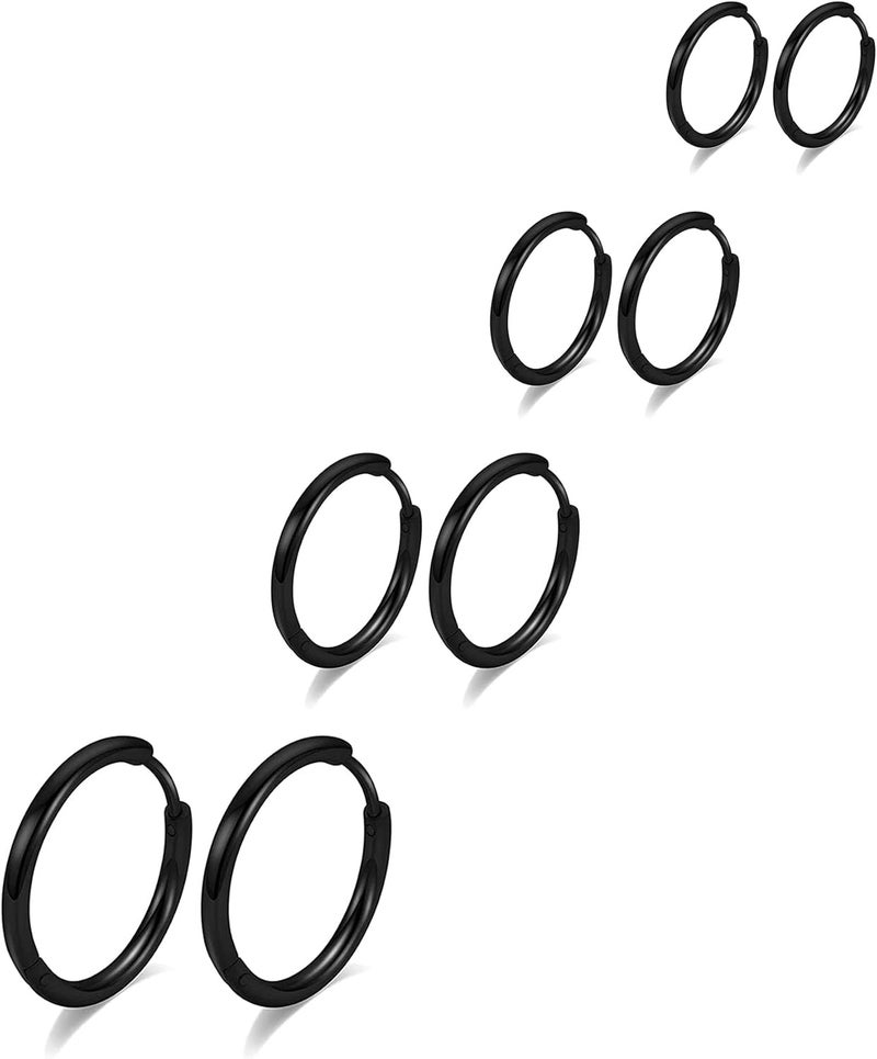 Motbegit Store 316L Surgical Stainless Steel Hoop Earrings,Mens Hoops Earrings Gold Silver Black Hypoallergenic,6mm 8mm 10mm 12mm Small Huggie Hoop Earrings Men Women for Cartilage Piercings - Image 1