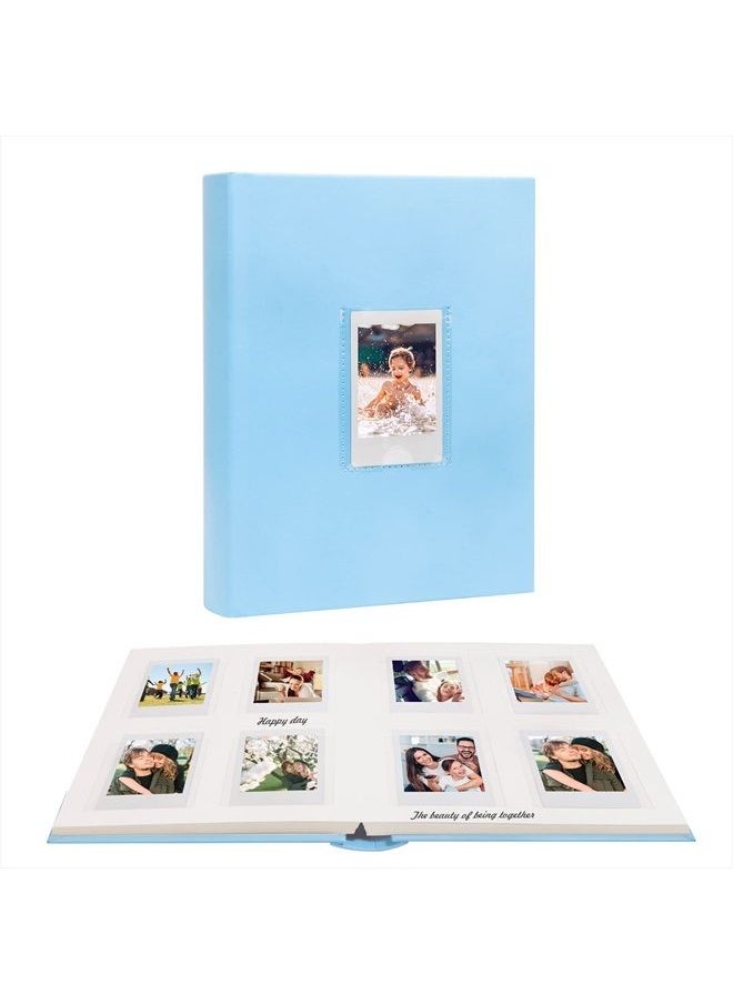 Ruibytree - 128 Pocket Photo Album with Writing Space, Front Window, Polaroid 2x3 Inch Photo Albums Compatible with Fujifilm Instax Mini 12 11 9 8 40, Polaroid 300, HP Sprocket, K-Pop Photocards (Blue) - Image 1