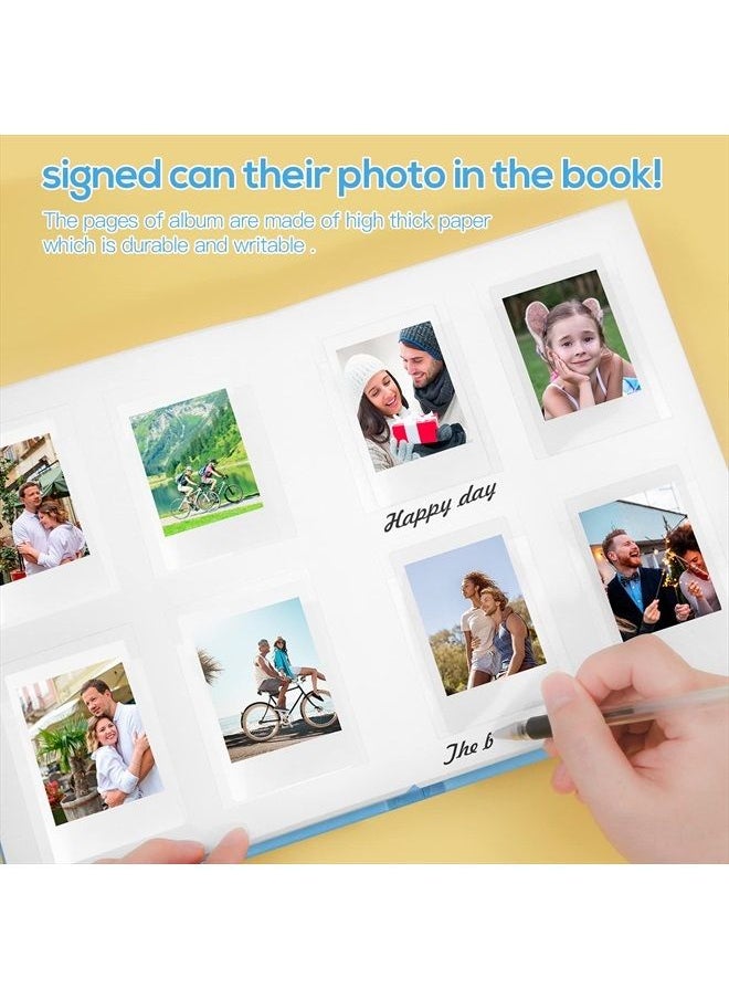 Ruibytree - 128 Pocket Photo Album with Writing Space, Front Window, Polaroid 2x3 Inch Photo Albums Compatible with Fujifilm Instax Mini 12 11 9 8 40, Polaroid 300, HP Sprocket, K-Pop Photocards (Blue) - Image 1
