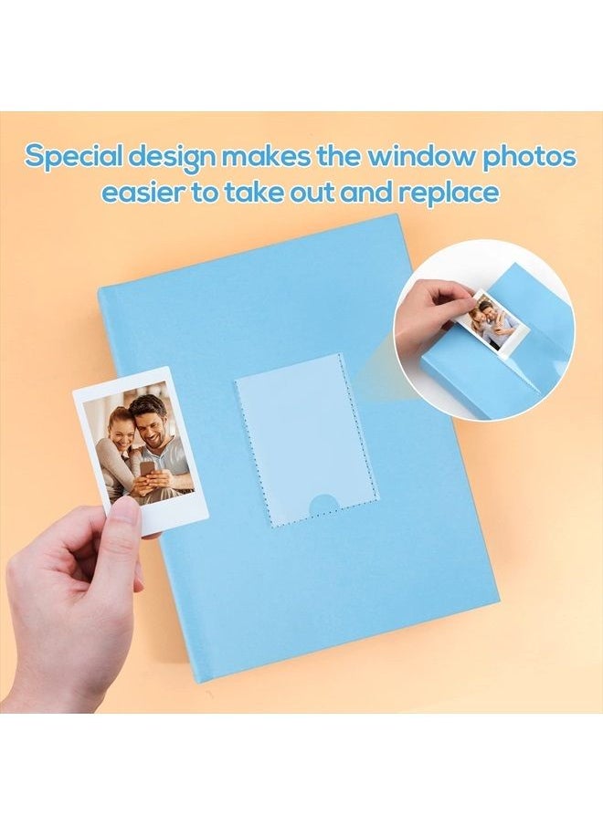 Ruibytree - 128 Pocket Photo Album with Writing Space, Front Window, Polaroid 2x3 Inch Photo Albums Compatible with Fujifilm Instax Mini 12 11 9 8 40, Polaroid 300, HP Sprocket, K-Pop Photocards (Blue) - Image 1