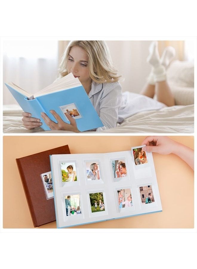 Ruibytree - 128 Pocket Photo Album with Writing Space, Front Window, Polaroid 2x3 Inch Photo Albums Compatible with Fujifilm Instax Mini 12 11 9 8 40, Polaroid 300, HP Sprocket, K-Pop Photocards (Blue) - Image 1