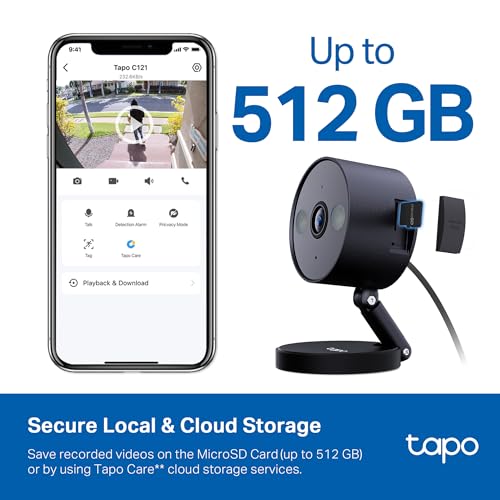 tapo كاميرا أمان داخلية/خارجية Tapo من TP-Link بدقة 2K QHD، رؤية ليلية ملونة، كشف مجاني للأشخاص/الحيوانات الأليفة/المركبات، مراقبة الأطفال، تخزين محلي/سحابي، IP66، ضوء مزدوج، أسود (C121) - Image 5
