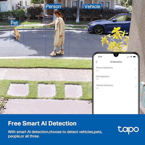 tapo كاميرا أمان داخلية/خارجية Tapo من TP-Link بدقة 2K QHD، رؤية ليلية ملونة، كشف مجاني للأشخاص/الحيوانات الأليفة/المركبات، مراقبة الأطفال، تخزين محلي/سحابي، IP66، ضوء مزدوج، أسود (C121) - Image 3