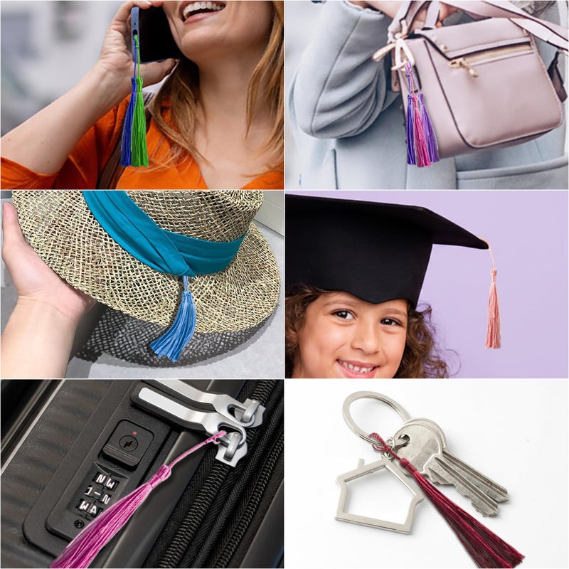 WACANTIC 200 PCS Bookmark Tassels Bulk, 20 Colors Mini Silk Tassels for Crafts, 5" Bookmarks Tassel with Loop, Small Tassel for Bookmarks, Keychains, Jewelry DIY, Graduation Caps â€“ 10 of Each Color - Image 5