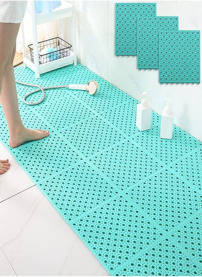 Generic - Interlocking Bathroom Floor Mats,12 PCS Non Slip Shower Mat with Drain Holes Kitchen Bathroom Toilet Drain Pool Patio Wet Area Drainage Tile - Image 1