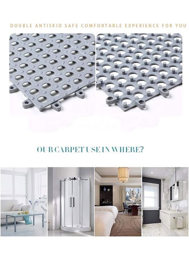 Generic - Interlocking Bathroom Floor Mats,12 PCS Non Slip Shower Mat with Drain Holes Kitchen Bathroom Toilet Drain Pool Patio Wet Area Drainage Tile - Image 1