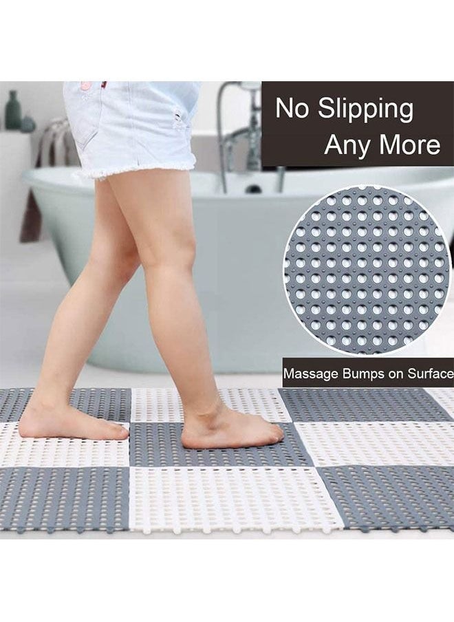 Generic - Interlocking Bathroom Floor Mats,12 PCS Non Slip Shower Mat with Drain Holes Kitchen Bathroom Toilet Drain Pool Patio Wet Area Drainage Tile - Image 1