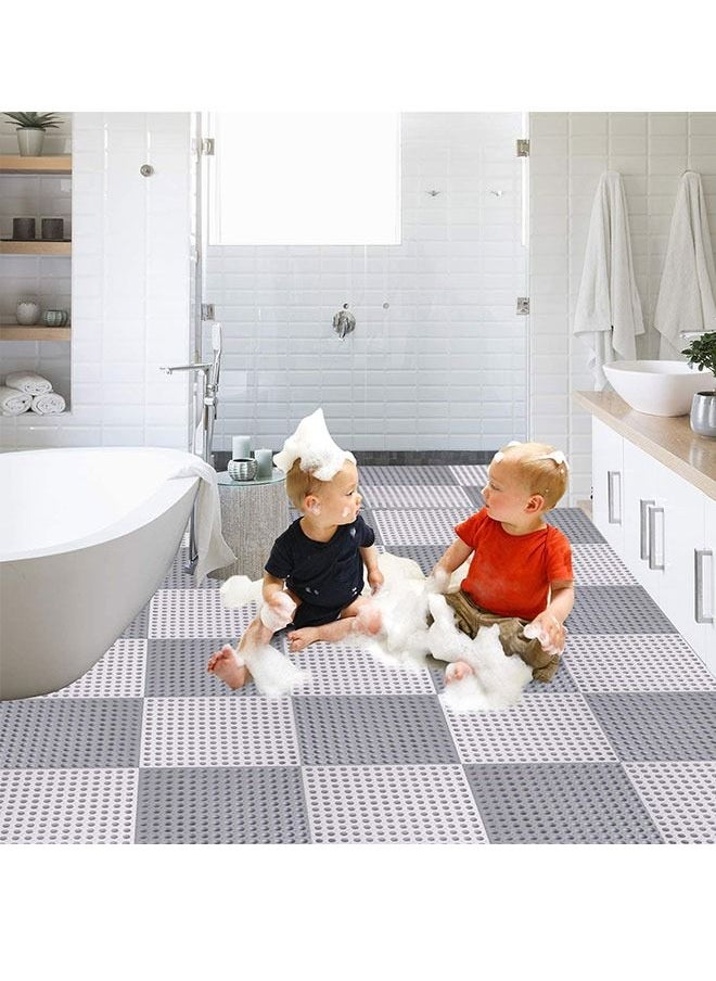 Generic - Interlocking Bathroom Floor Mats,12 PCS Non Slip Shower Mat with Drain Holes Kitchen Bathroom Toilet Drain Pool Patio Wet Area Drainage Tile - Image 1