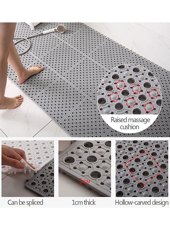 Generic - Interlocking Bathroom Floor Mats,12 PCS Non Slip Shower Mat with Drain Holes Kitchen Bathroom Toilet Drain Pool Patio Wet Area Drainage Tile - Image 1
