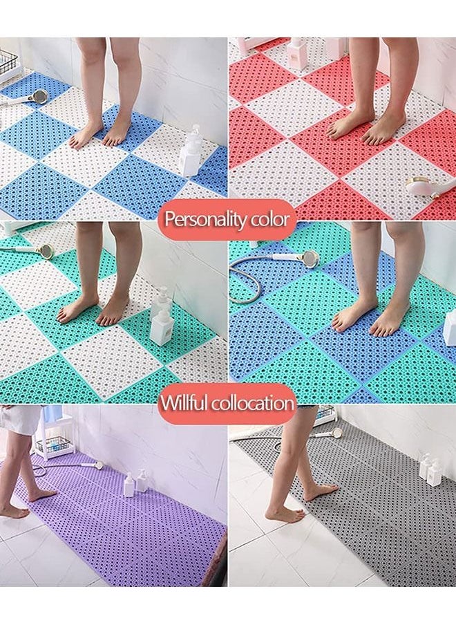 Generic - Interlocking Bathroom Floor Mats,12 PCS Non Slip Shower Mat with Drain Holes Kitchen Bathroom Toilet Drain Pool Patio Wet Area Drainage Tile - Image 1