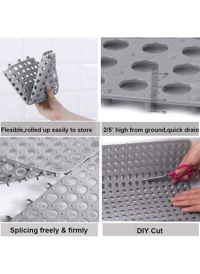 Generic - Interlocking Bathroom Floor Mats,12 PCS Non Slip Shower Mat with Drain Holes Kitchen Bathroom Toilet Drain Pool Patio Wet Area Drainage Tile - Image 1