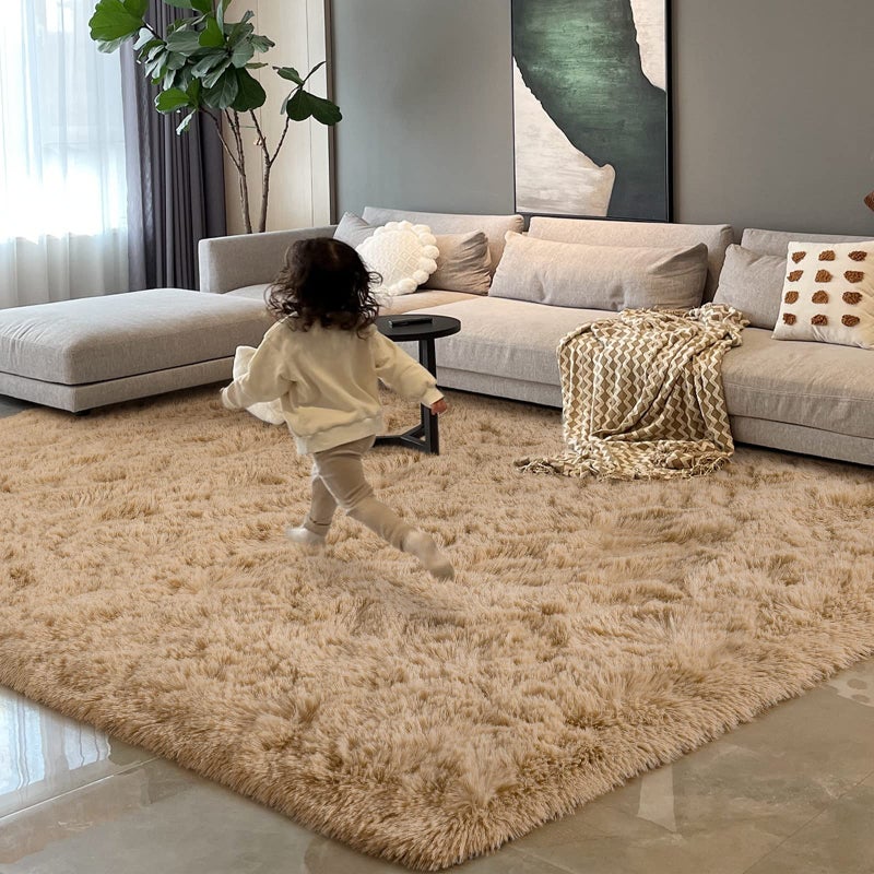 HOMORE 4x6 Rug for Bedroom Light Tan Fluffy Area Rug Modern Shag Rugs for Living Room Super Soft Beige Rug for Kids Room Cute Carpets for Nursery Boys Girls Home Dorm - Image 2