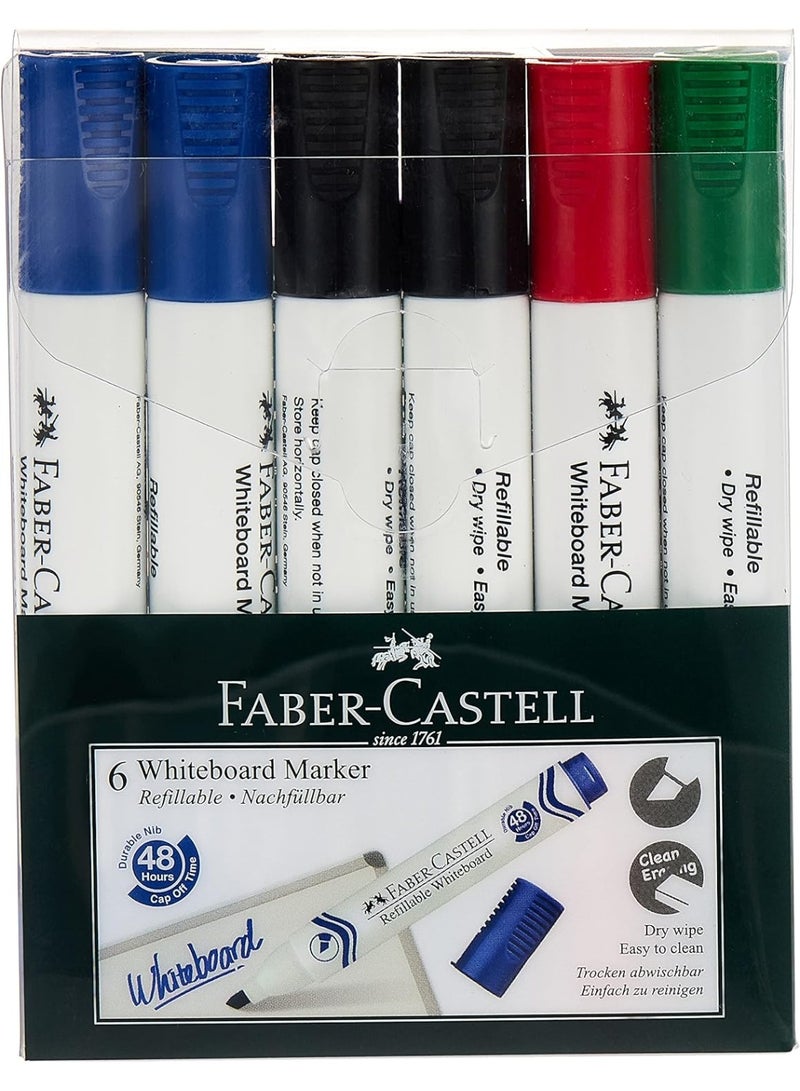 FABER-CASTELL 6-Piece Dry Erase Whiteboard Eraser Chisel Tip Multicolour  - Image 1