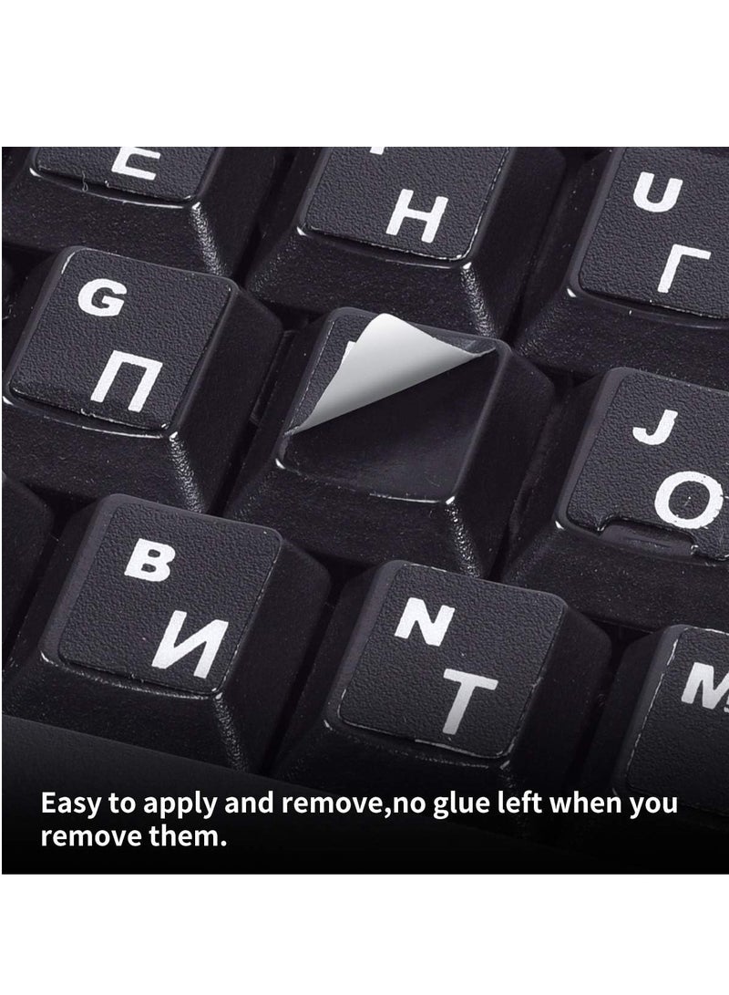 Russian Keyboard Stickers, Russian-Englsih Keyboard Letters Replacement Stickers White Font Black Background for PC Computer Laptop Notebook Desktop, Cyrillic Keyboard Alphabet Stickers - Image 3