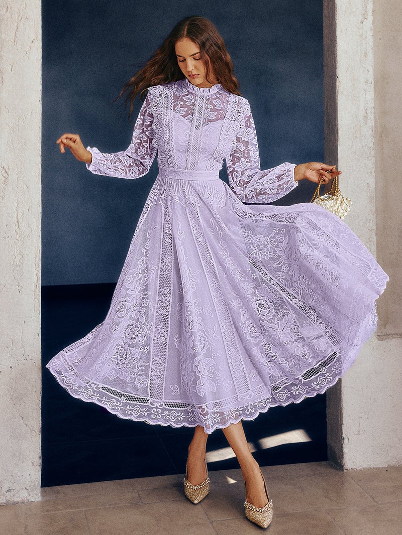 SIMPLEE Elegant Lace Midi Dress with Embroidery | Perfect for cocktail parties, holiday weddings, evening events, casual summer parties, and beach vacations. - Image 3