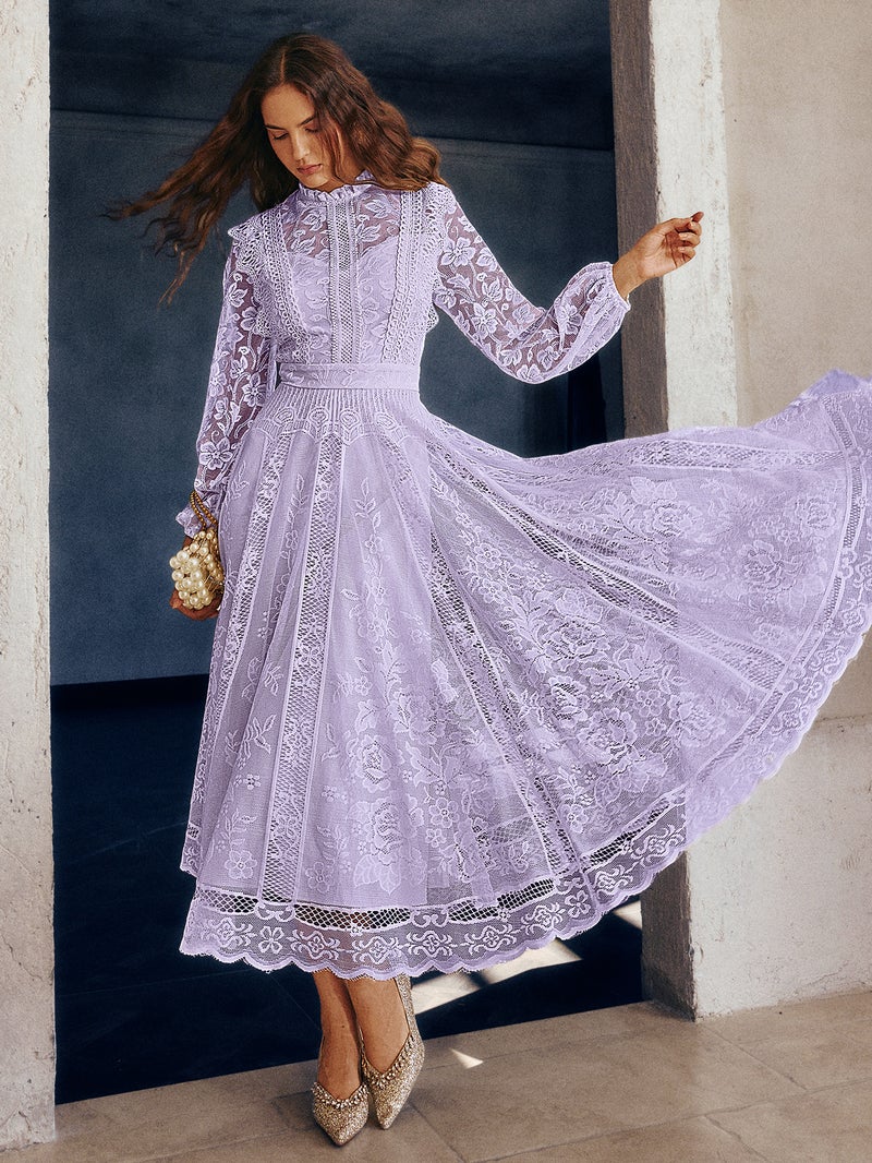 SIMPLEE Elegant Lace Midi Dress with Embroidery | Perfect for cocktail parties, holiday weddings, evening events, casual summer parties, and beach vacations. - Image 2
