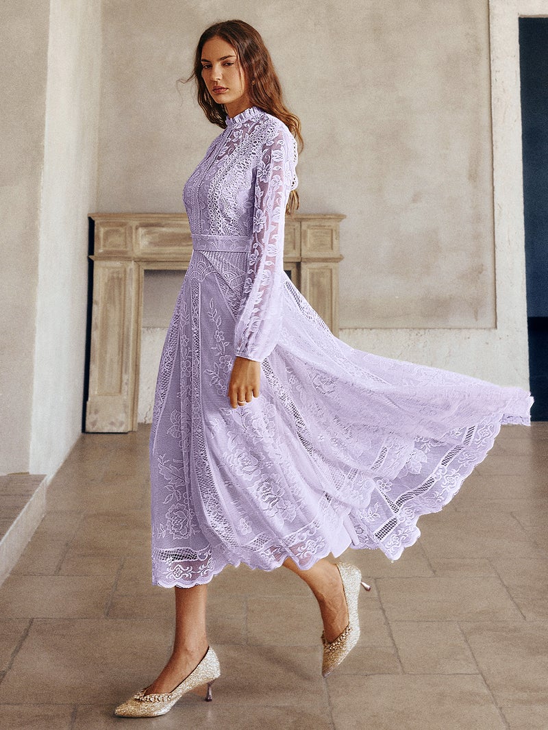 SIMPLEE Elegant Lace Midi Dress with Embroidery | Perfect for cocktail parties, holiday weddings, evening events, casual summer parties, and beach vacations. - Image 5