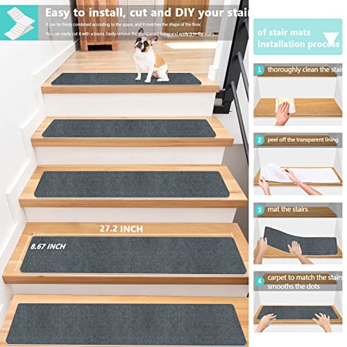 JAYFAN Stair Treads for Wooden Steps Indoor Stair Treads Rugs Anti Slip Carpet for Stairs Runner Non Slip Carpet Mat Rugs kit for Elder and Kids - Image 4