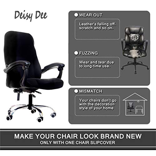 Deisy Dee Computer Office Chair Covers for Stretch Universal Rotating Chair Desk Chairs ONLY Chair Covers (Black, Medium) - Image 3