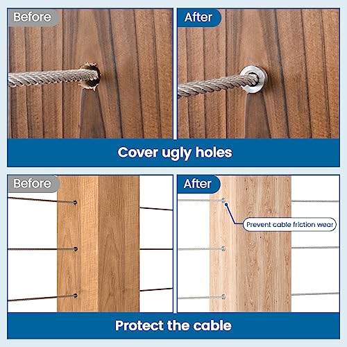 Muzata 120PCS Stainless Steel T316 Protective Sleeves Cable Railing Kit Hardware Cable Railing Protector Sleeve for 1/8" Wire Rope Wood Posts CR13 - Image 4