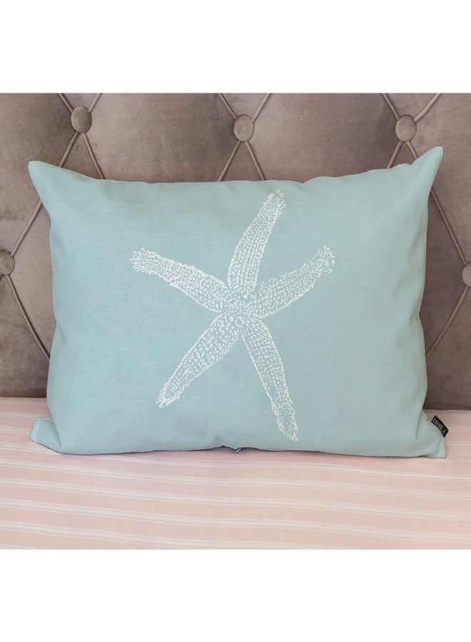 EKOBLA Green Starfish Sea Star Vintage Pastel Sea Foam Blue Fish Decorative Pillow Case Throw Pillow Covers Waist Lumbar Cotton Linen Throw Pillow Cases Cushion Cover Rectangular 12x20 Inches - Image 4