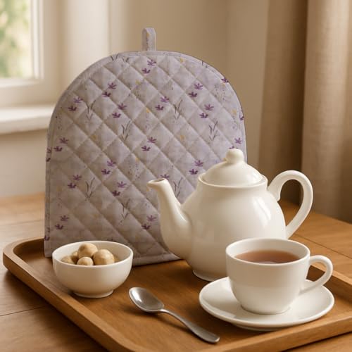 LINENWALAS Premium Cotton Tea Cosy for Kettle – 12x15 Inches | 3-Layer Thermal Insulation | Elegant Printed Design | Tea Kettle Warmer Pot Cover for Coffee Table, Dining Table Décor (Haze of Lavendor) - Image 2