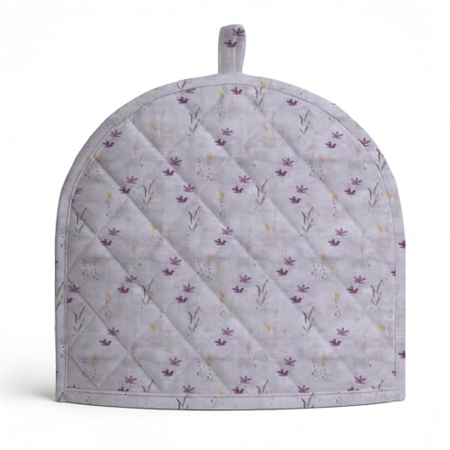 LINENWALAS Premium Cotton Tea Cosy for Kettle – 12x15 Inches | 3-Layer Thermal Insulation | Elegant Printed Design | Tea Kettle Warmer Pot Cover for Coffee Table, Dining Table Décor (Haze of Lavendor) - Image 1