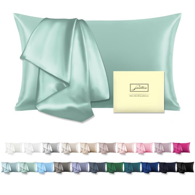 NATURAL MULBERRY SILK PILLOWCASE FOR HAIR AND SKIN KING SIZE 20X 36 SILK PILLOW CASES WITH HIDDEN ZIPPER SOFT BREATHABLE SMOOTH COOLING SILK PILLOW COVERS FOR SLEEPING SAGE GREENKING1PCS