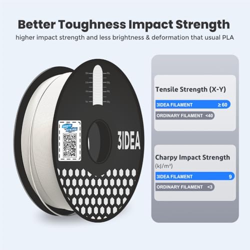 3Idea Premium PLA+ White 3D Printer Filament 1.75mm Dimensional Accuracy +/- 0.03mm Net Weight- 1 KG - Image 5