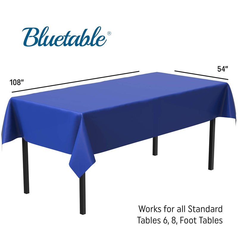 Bluetable White Plastic Tablecloth Disposable (12 Pack) Bulk - Ultra Heavy Duty Rectangle Tables Table Cloths - (54    X 108   ) 6 Foot Or 8 Foot Tables, Birthday Parties Christmas Party [12 Pack] - Image 2