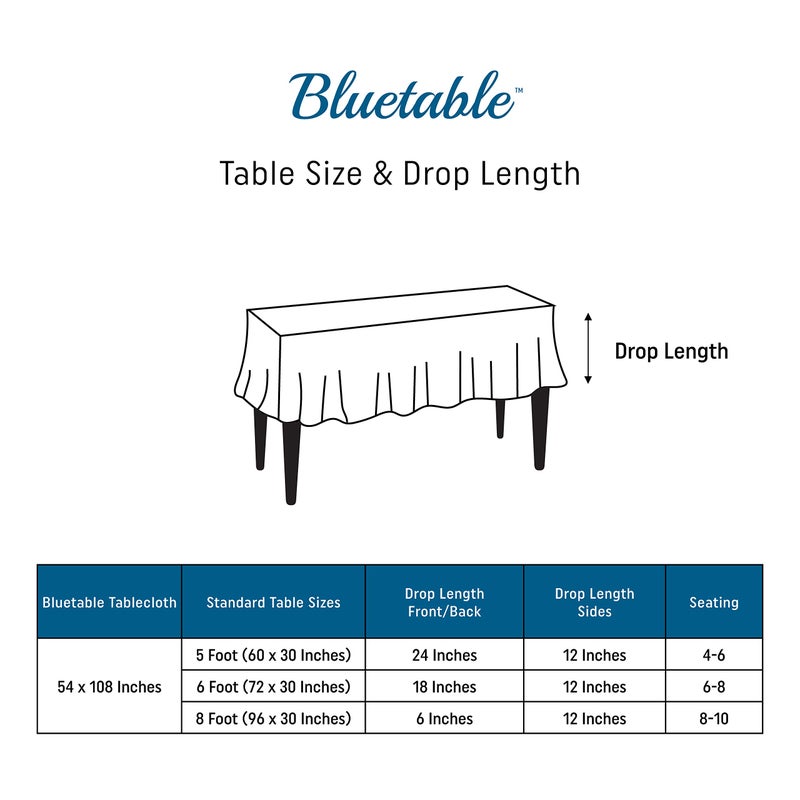 Bluetable White Plastic Tablecloth Disposable (12 Pack) Bulk - Ultra Heavy Duty Rectangle Tables Table Cloths - (54    X 108   ) 6 Foot Or 8 Foot Tables, Birthday Parties Christmas Party [12 Pack] - Image 3