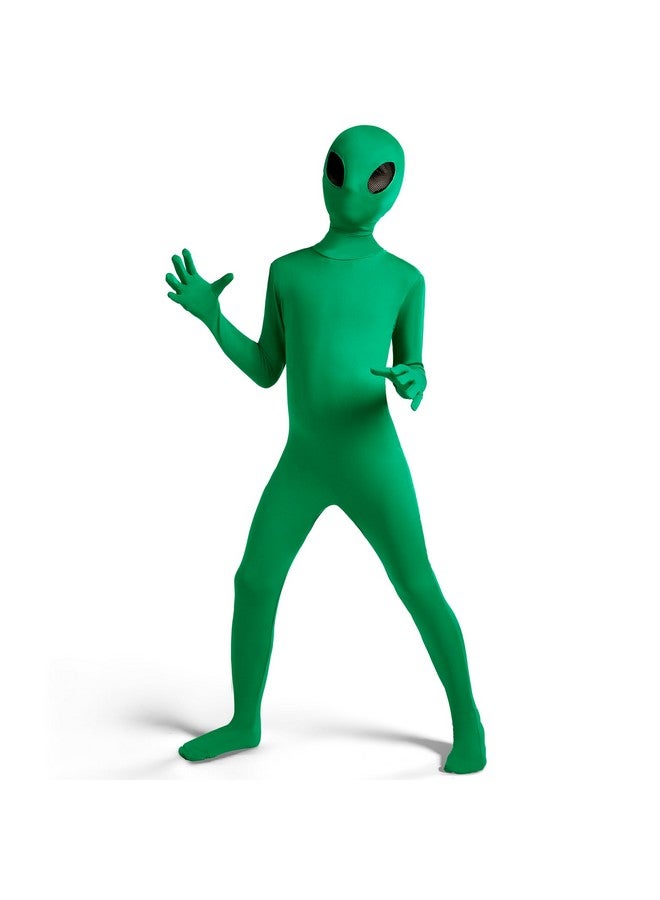 Spooktacular Creations Kids Alien Costume, Green Alien Jumpsuit For Boys, Girls Halloween Dress Up, Role-Playing And Costume Parties-Stnd - Image 1