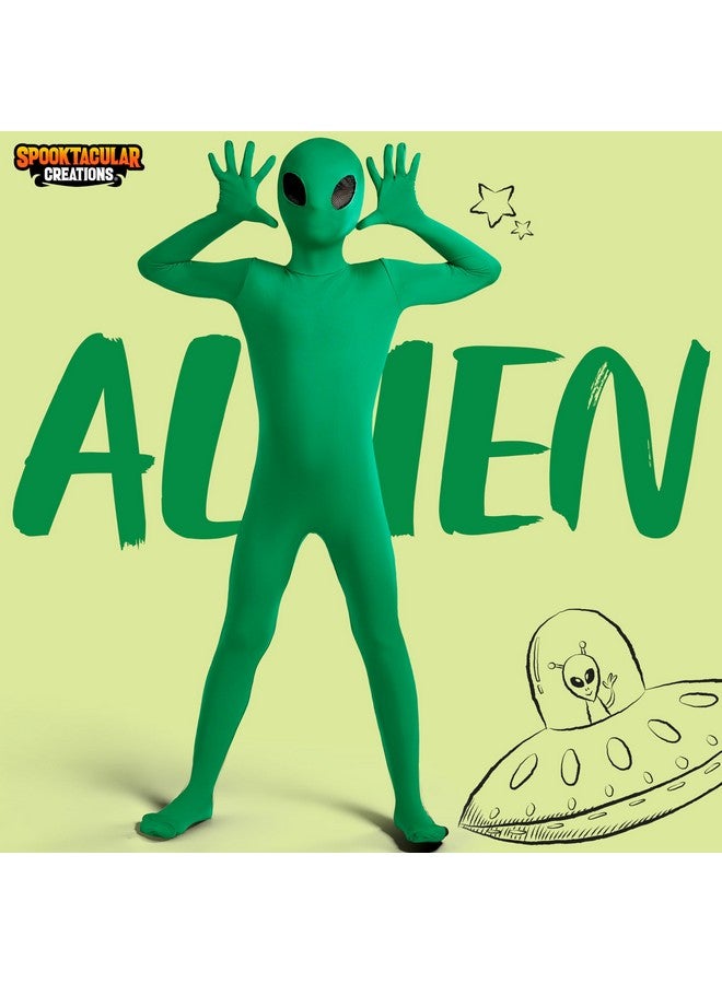 Spooktacular Creations Kids Alien Costume, Green Alien Jumpsuit For Boys, Girls Halloween Dress Up, Role-Playing And Costume Parties-Stnd - Image 2