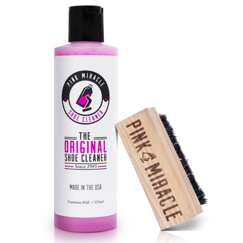 Pink Miracle Shoe Cleaner Kit with Bottle and Brush For Fabric Cleaner For Leather, Whites, Suede and Nubuck Sneakers (4 Oz) - Image 1