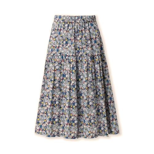 WELAKEN Floral Long Skirt for Girls Toddler & Kids & Teens II Girl's A-Line Maxi Skirts Blue - Image 1