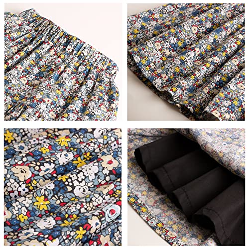 WELAKEN Floral Long Skirt for Girls Toddler & Kids & Teens II Girl's A-Line Maxi Skirts Blue - Image 3