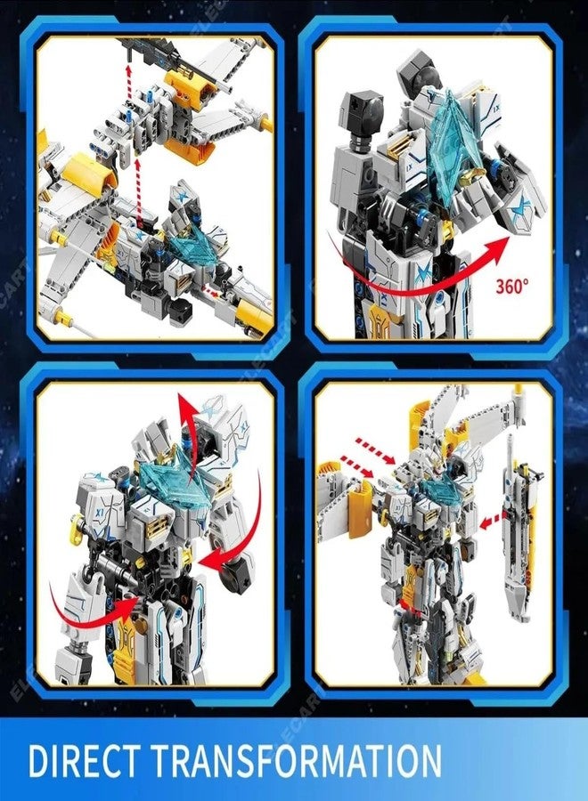 Elecart FX-1 Star Fleet Robot Spaceship Building Blocks Set – 704 PCS Transforming Space Robot Construction Toy | STEM Educational DIY Brick Kit for Kids Boys & Girls 6+ | Sci-Fi Spacecraft Model Gift - Image 4