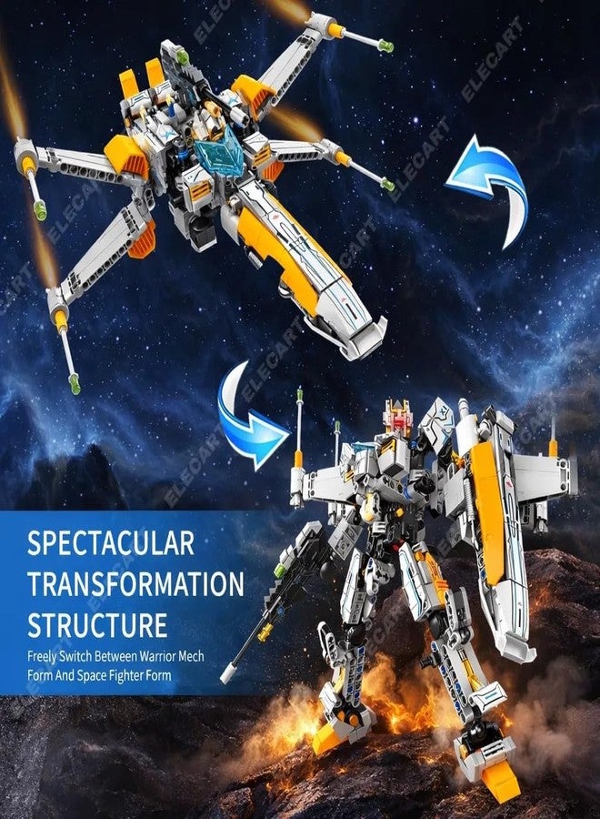 Elecart FX-1 Star Fleet Robot Spaceship Building Blocks Set – 704 PCS Transforming Space Robot Construction Toy | STEM Educational DIY Brick Kit for Kids Boys & Girls 6+ | Sci-Fi Spacecraft Model Gift - Image 3