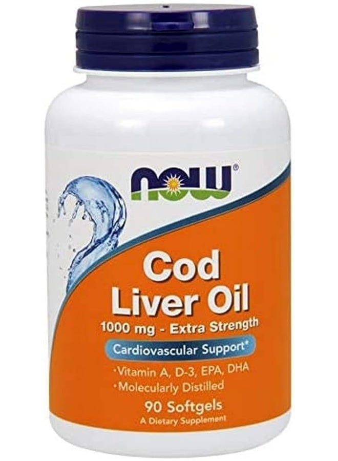 now Foods, Cod Liver Oil, 1,000 Mg, 90 Softgels - Image 1