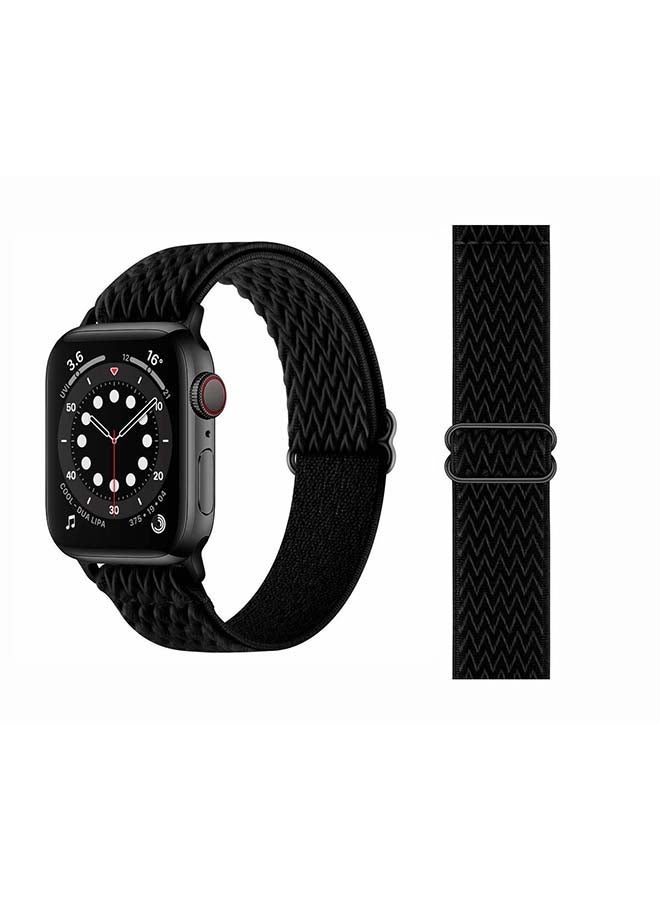 NIBEMINENT Wavy Adjustable Braided Solo Band for Apple Watch Series 6/SE/5/4/3/2/1 44/42mm Black - Image 1