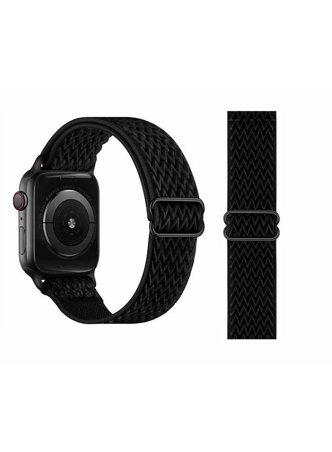 NIBEMINENT Wavy Adjustable Braided Solo Band for Apple Watch Series 6/SE/5/4/3/2/1 44/42mm Black - Image 2