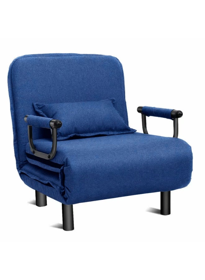 HOCC 3 in 1 Foldable Sofa Bed - Convertible Chair Cough Recliner Loungue Bed (Blue)  - Image 2