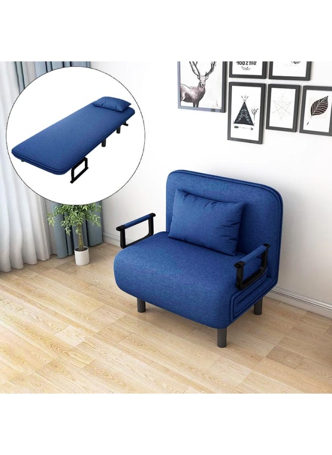 HOCC 3 in 1 Foldable Sofa Bed - Convertible Chair Cough Recliner Loungue Bed (Blue)  - Image 1