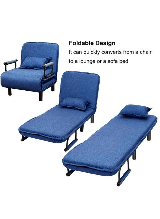 HOCC 3 in 1 Foldable Sofa Bed - Convertible Chair Cough Recliner Loungue Bed (Blue)  - Image 3