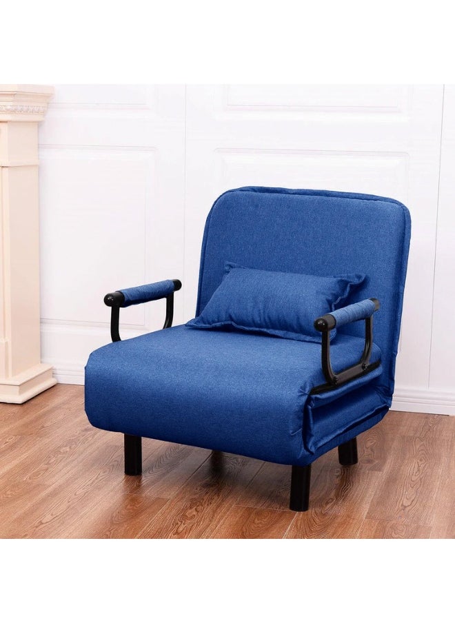HOCC 3 in 1 Foldable Sofa Bed - Convertible Chair Cough Recliner Loungue Bed (Blue)  - Image 5