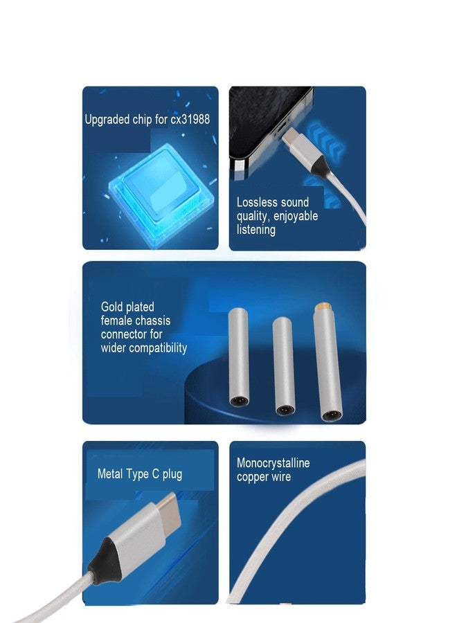 ciciglow محول سماعة رأس أنثوي USB Type C إلى 2.5mm 3.5mm 4.4mm من ciciglow، توصيل وتشغيل كابل دنجيل صوتي USB C إلى Aux للهاتف المحمول، يدعم 32 بت 384 كيلوهرتز PCM - Image 2