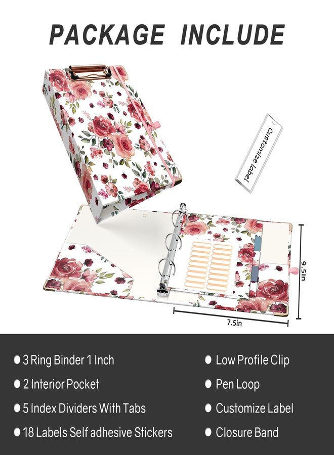EYROZILL Mini Binder 3 Ring 1 Inch for 5.5" x 8.5" Paper with 5-Tab Dividers, A5 Binders with Clipboard for School Office Supplies and Home, Rose - Image 5