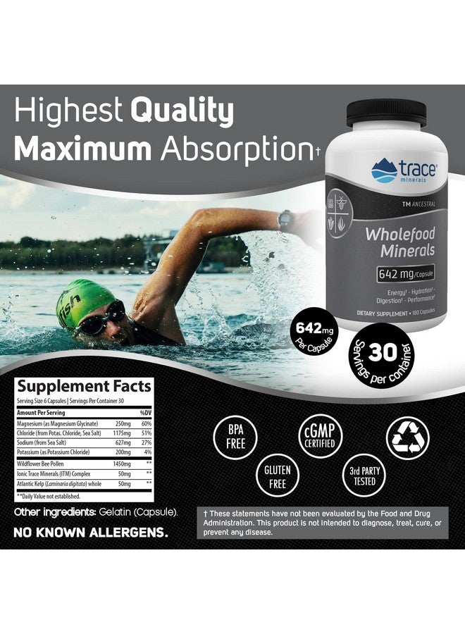 Trace Minerals Wholefood Minerals - Body & Brain Health Support Supplement - Food Health Supplement with Wildflower Bee Pollen & Atlantic Kelp - Aids Nerve Function & Digestive Health - 180 Capsules - Image 4