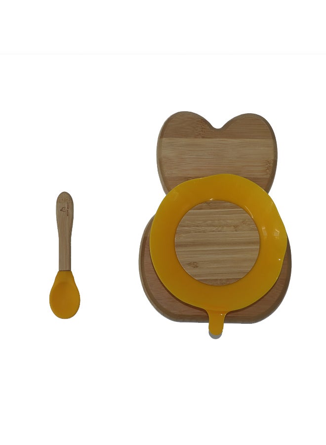 Mori Mori Rabbit Plate With Spoon And Silicone Suction - Yellow - Image 4
